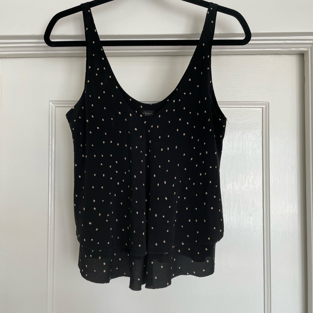 Babaton Aritzia Black Polka Dot 100% Silk Tank Top
